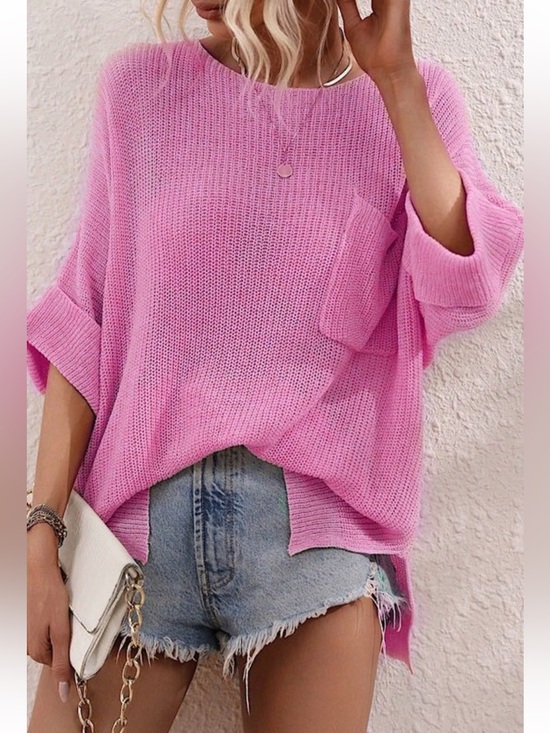 ShopEvelynne Tops - Bright Pink Ligthweight With Pocket Loose Fitting Comfy  Color Is Spectacular